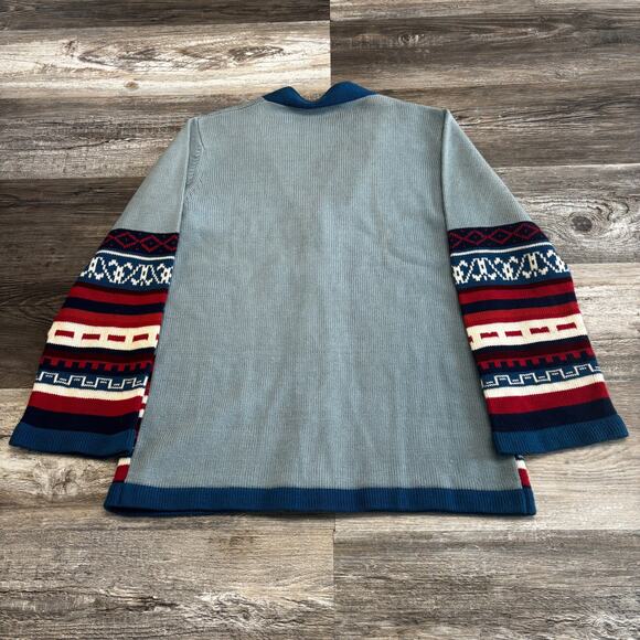 NWT Vintage 70s Kmart Womens Aztec L Abstract Bell Sleeve Cardigan Sweater - Picture 4 of 11